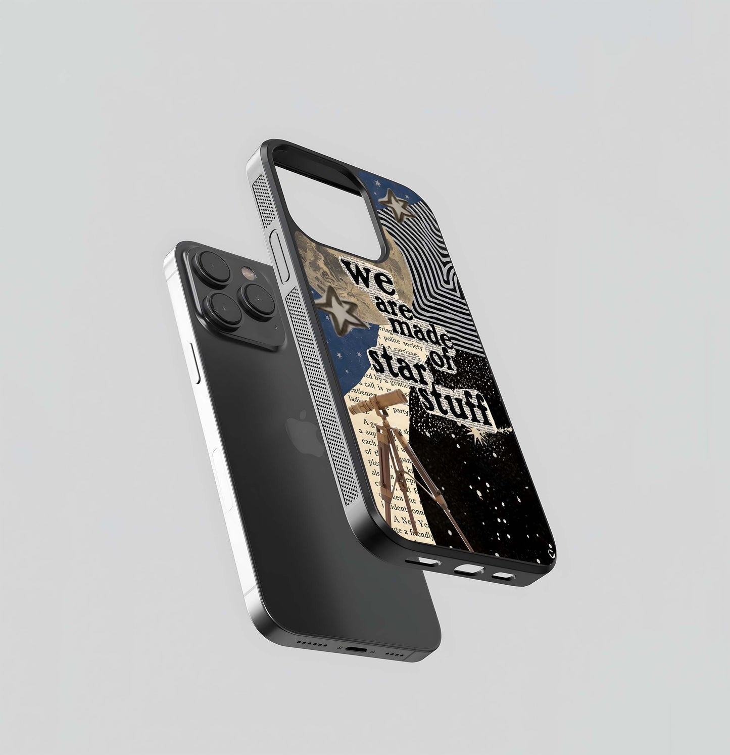 Collage with Moon & Quote Glass Case