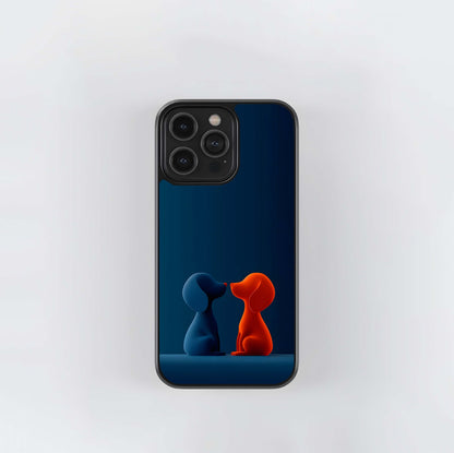 Blue and Orange Puppy Love Glass Case