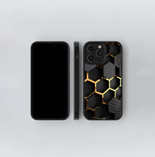Gold Honeycomb Framework Glass Case