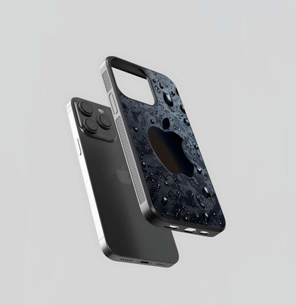 Waterdrop Black Apple Logo Glass Case