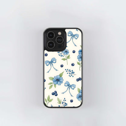 Blue Flower & Bow Glass Case