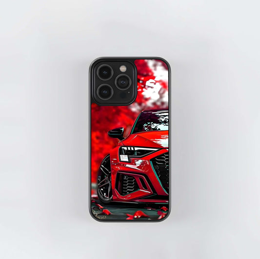 Crimson Audi Blossom Glass Case
