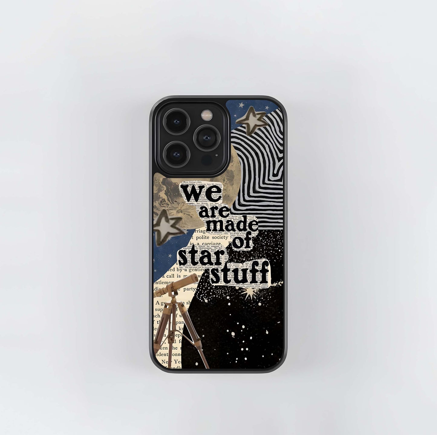 Collage with Moon & Quote Glass Case