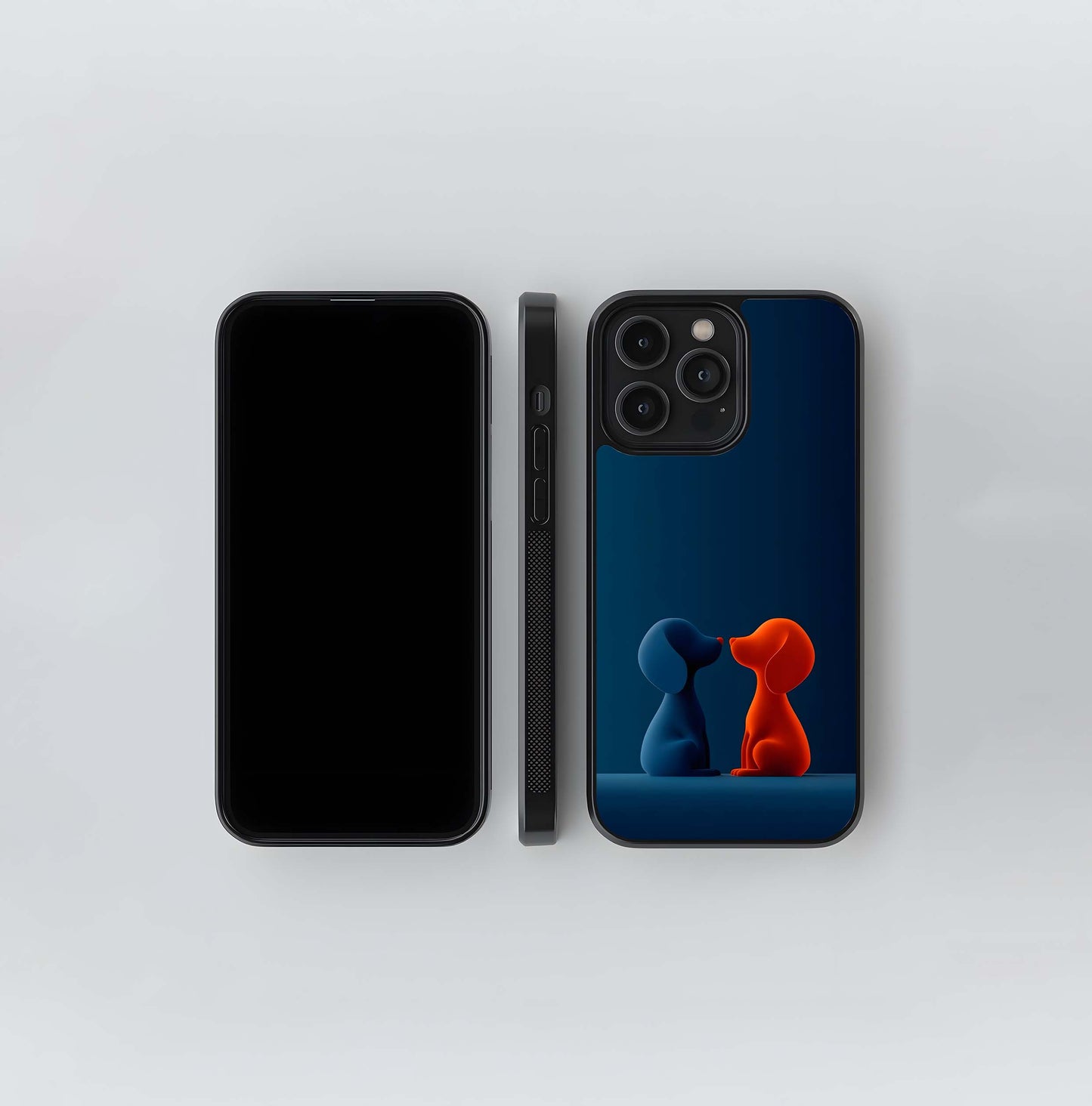 Blue and Orange Puppy Love Glass Case