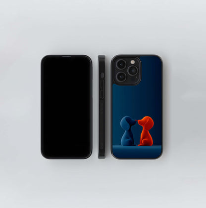 Blue and Orange Puppy Love Glass Case