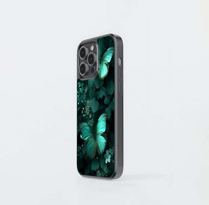 Deep Teal Wings Glass Case