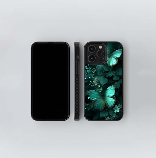 Deep Teal Wings Glass Case