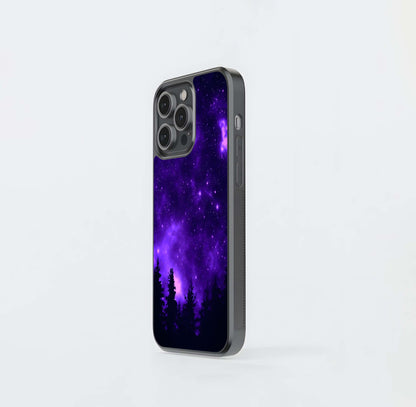 Deep Violet Nebula Forest Glass Case