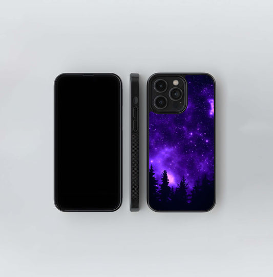 Deep Violet Nebula Forest Glass Case