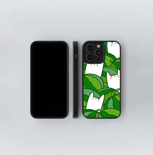 Watermelon With Cat Pattern Glass Case