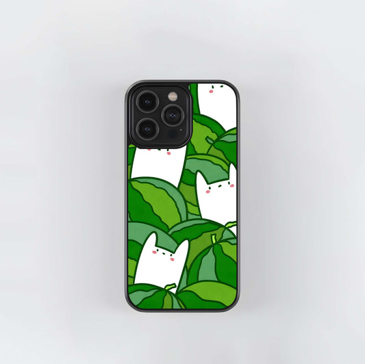 Watermelon With Cat Pattern Glass Case