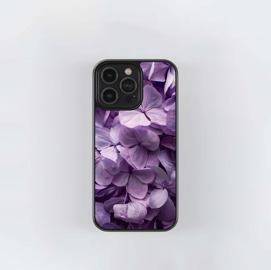 Lavender Hydrangeas Glass Case