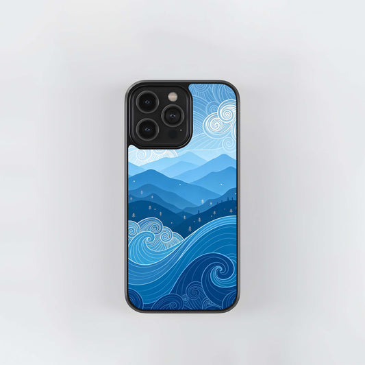 Wavy Horizon Blues Glass Case