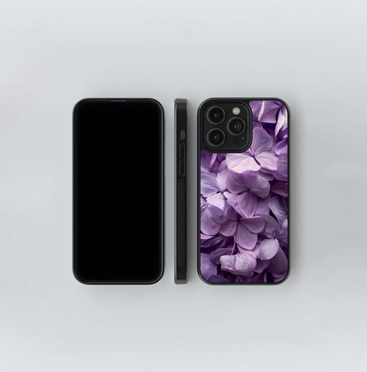 Lavender Hydrangeas Glass Case