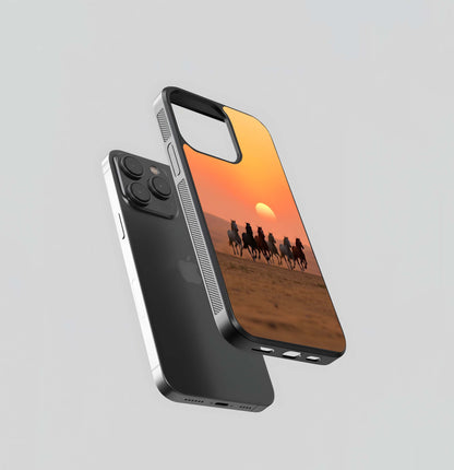 Desert Sunset Mustang Run Glass Case