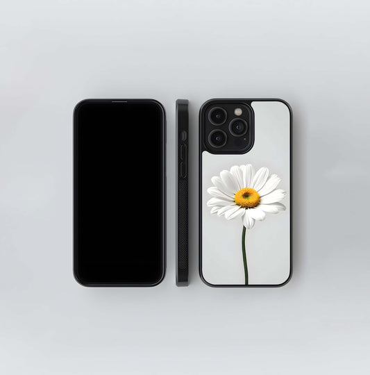White Daisy Flower Glass Case
