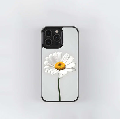 White Daisy Flower Glass Case