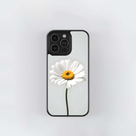 White Daisy Flower Glass Case