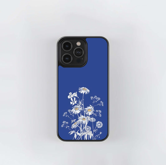 White Floral Pattern Glass Case