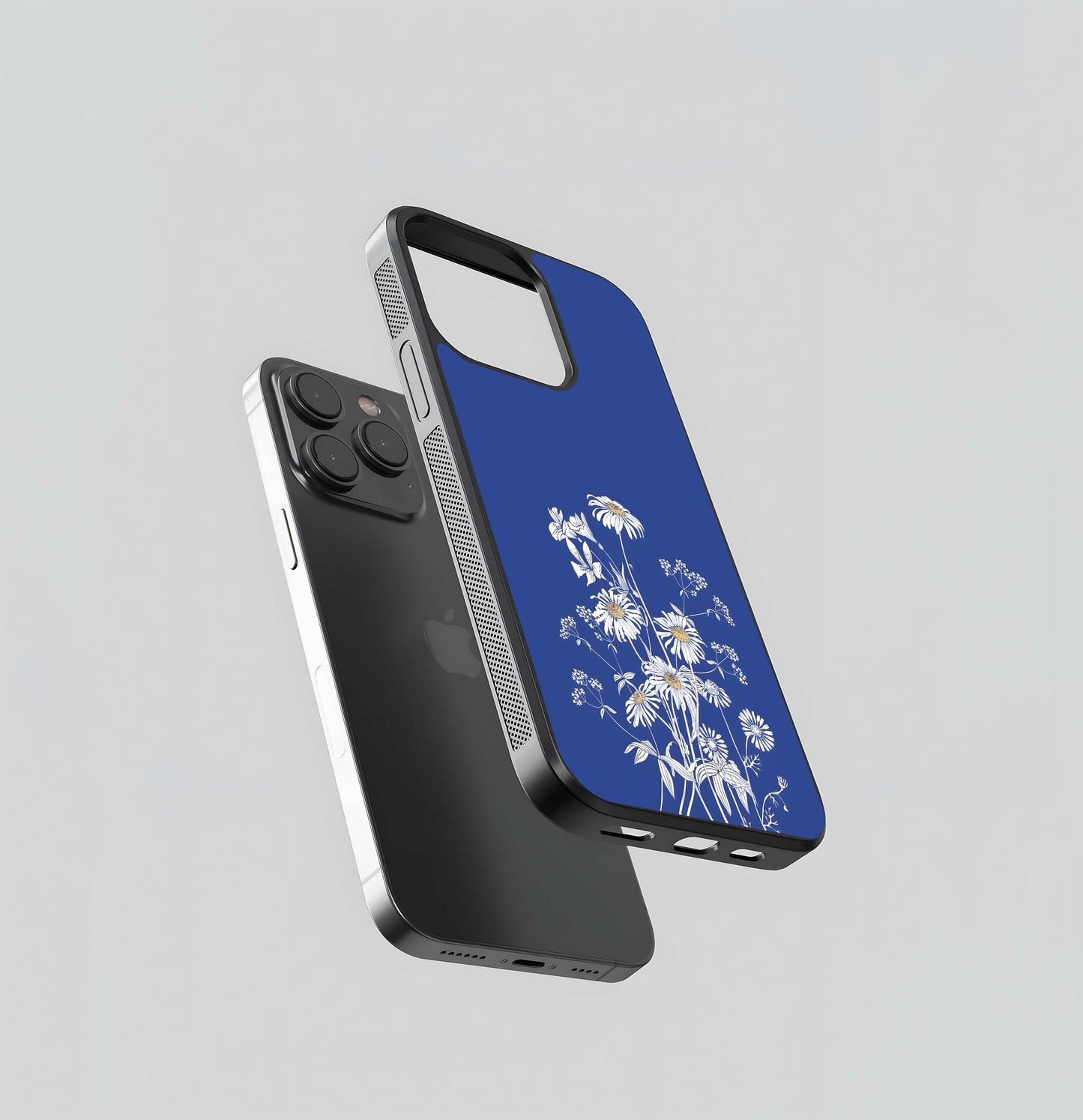 White Floral Pattern Glass Case