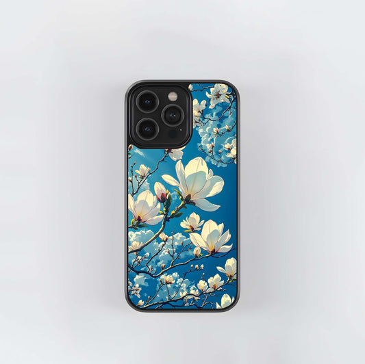 White Lilac Flower Glass Case