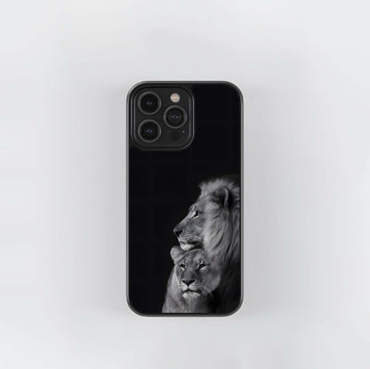 Lion and Lioness Portrait Glass Case