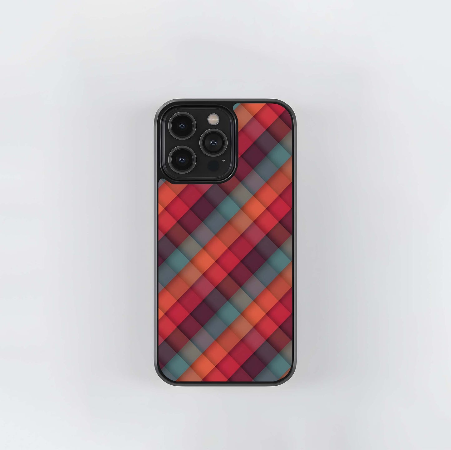 Diagonally Shaded Plaid Glass Case