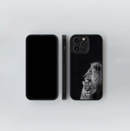 Lion and Lioness Portrait Glass Case