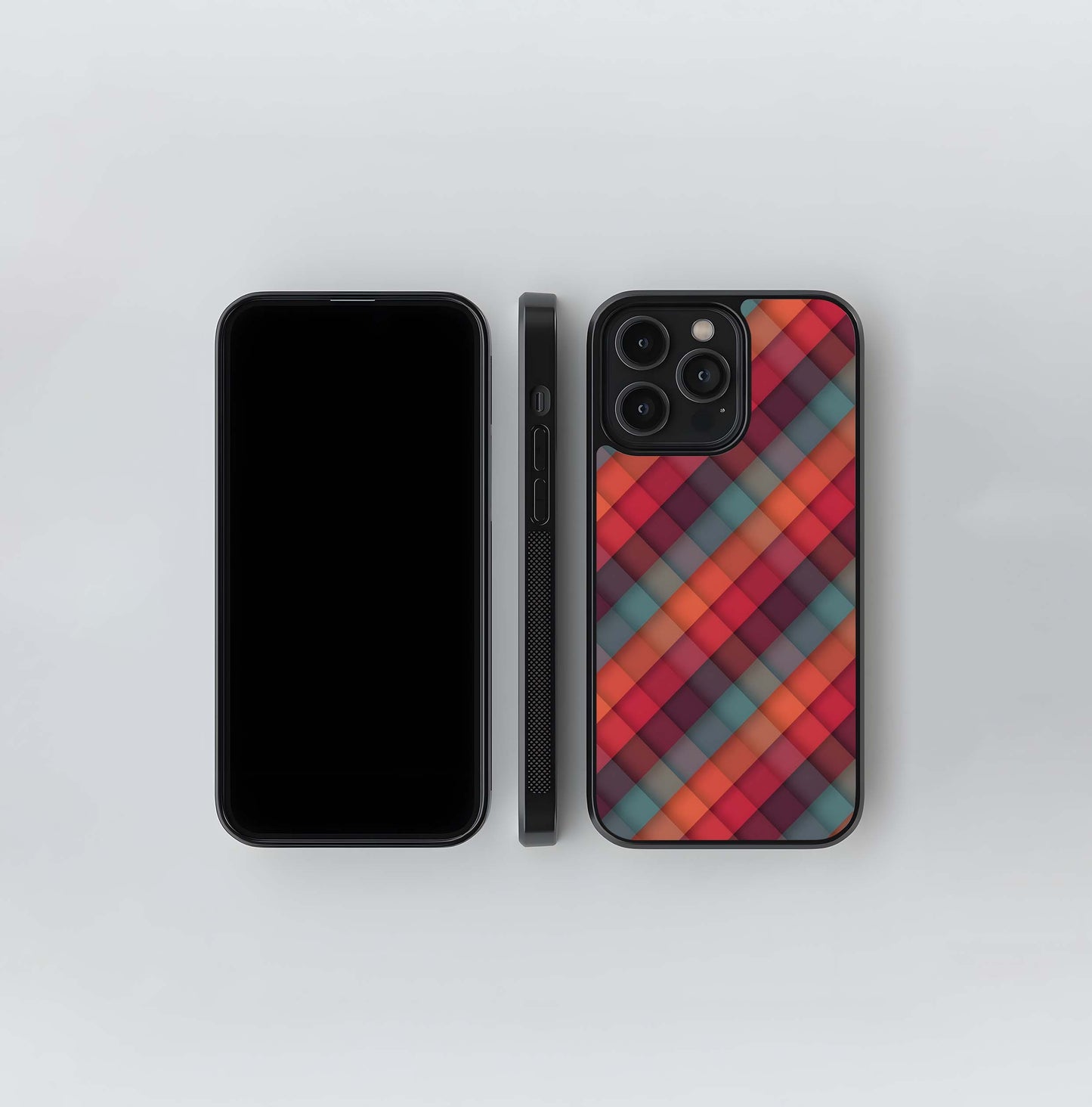 Diagonally Shaded Plaid Glass Case