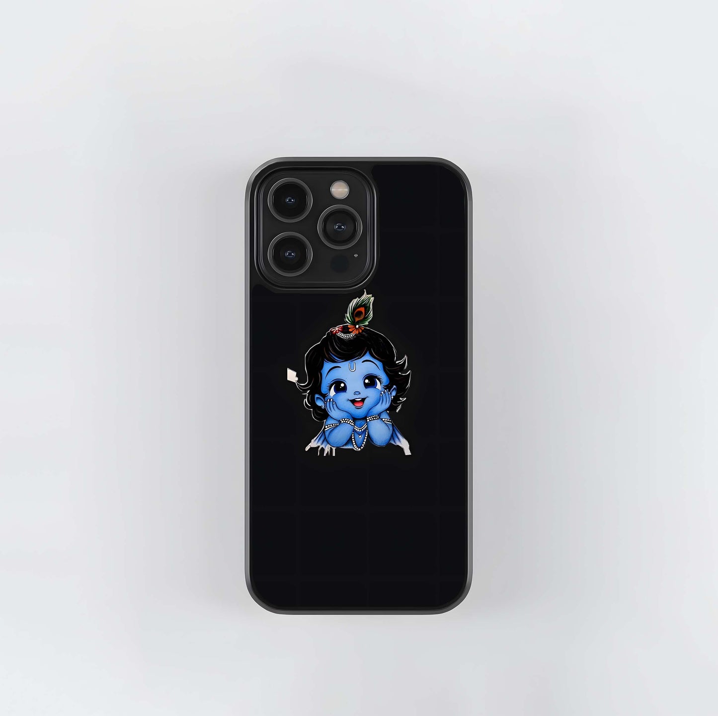 Little Krishna Illustration Glass Case