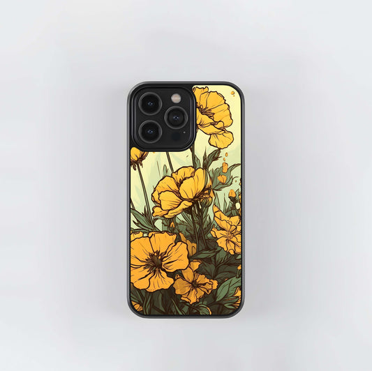 Golden Bloom Glass Case
