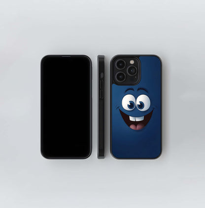 Blue Cartoon Grin Glass Case