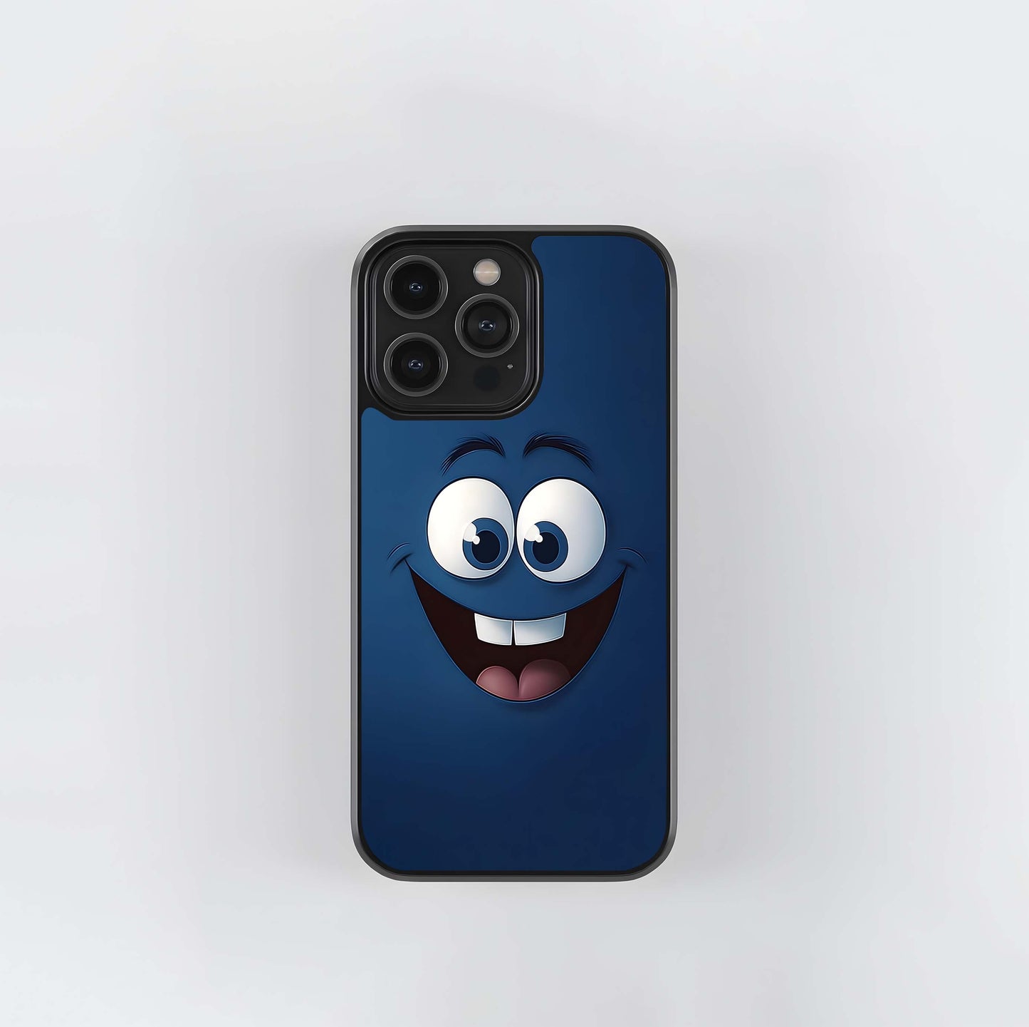 Blue Cartoon Grin Glass Case