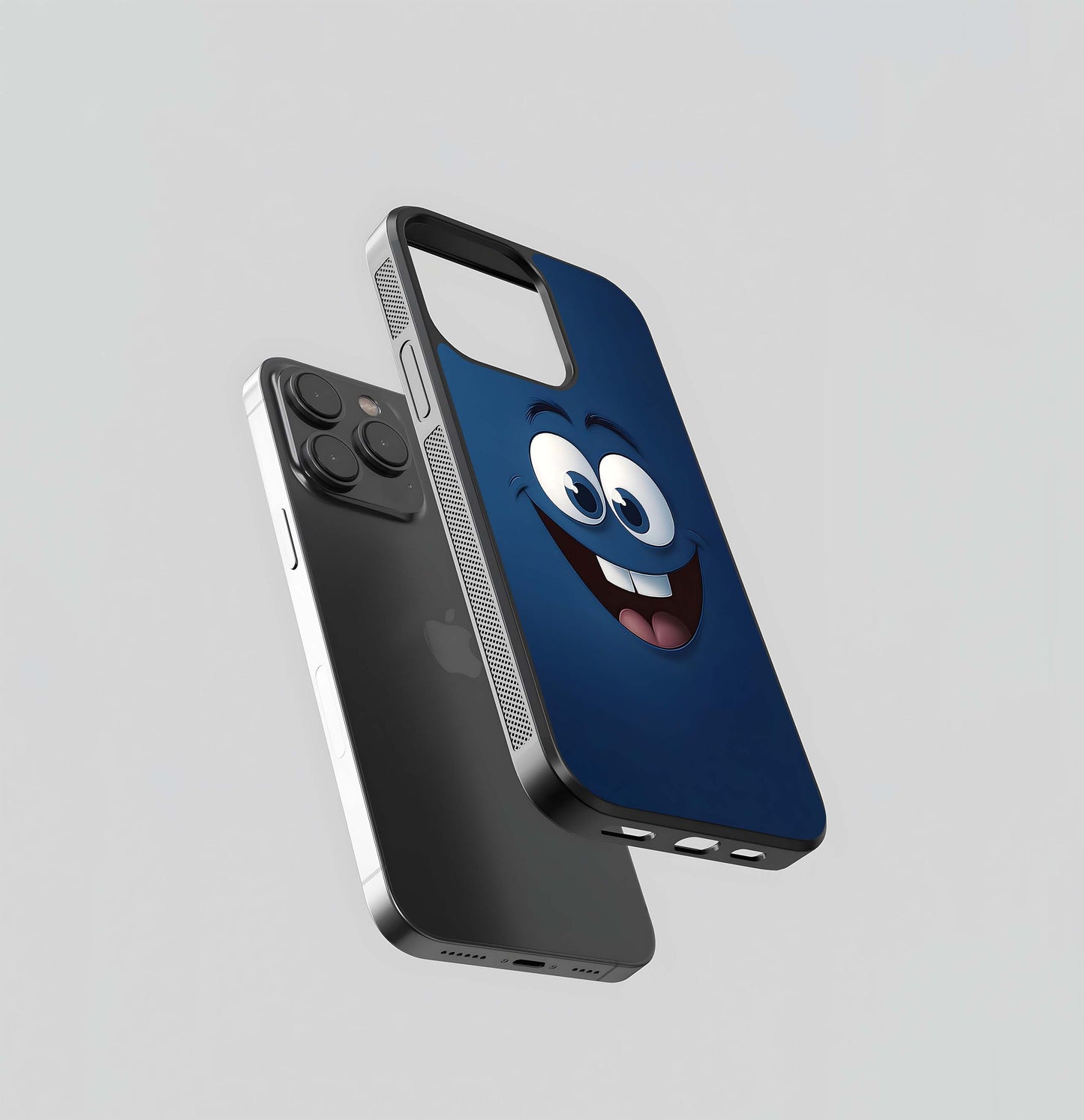 Blue Cartoon Grin Glass Case