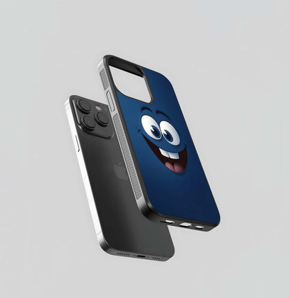 Blue Cartoon Grin Glass Case
