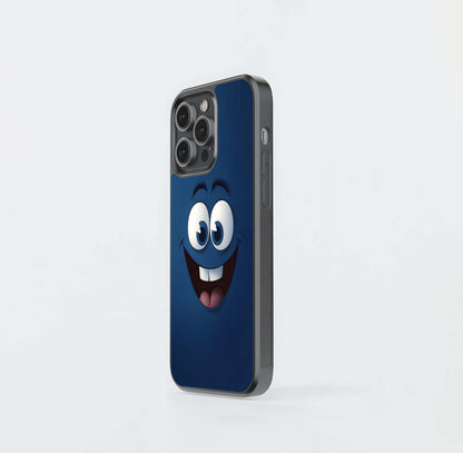 Blue Cartoon Grin Glass Case