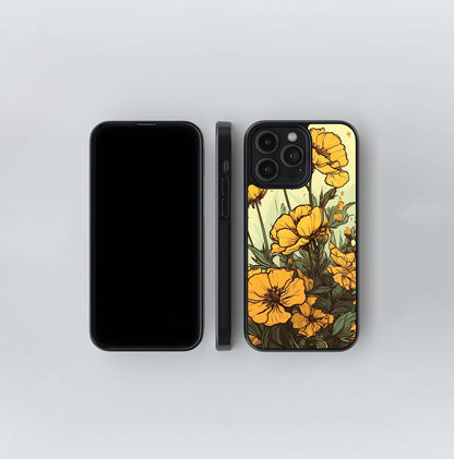 Golden Bloom Glass Case