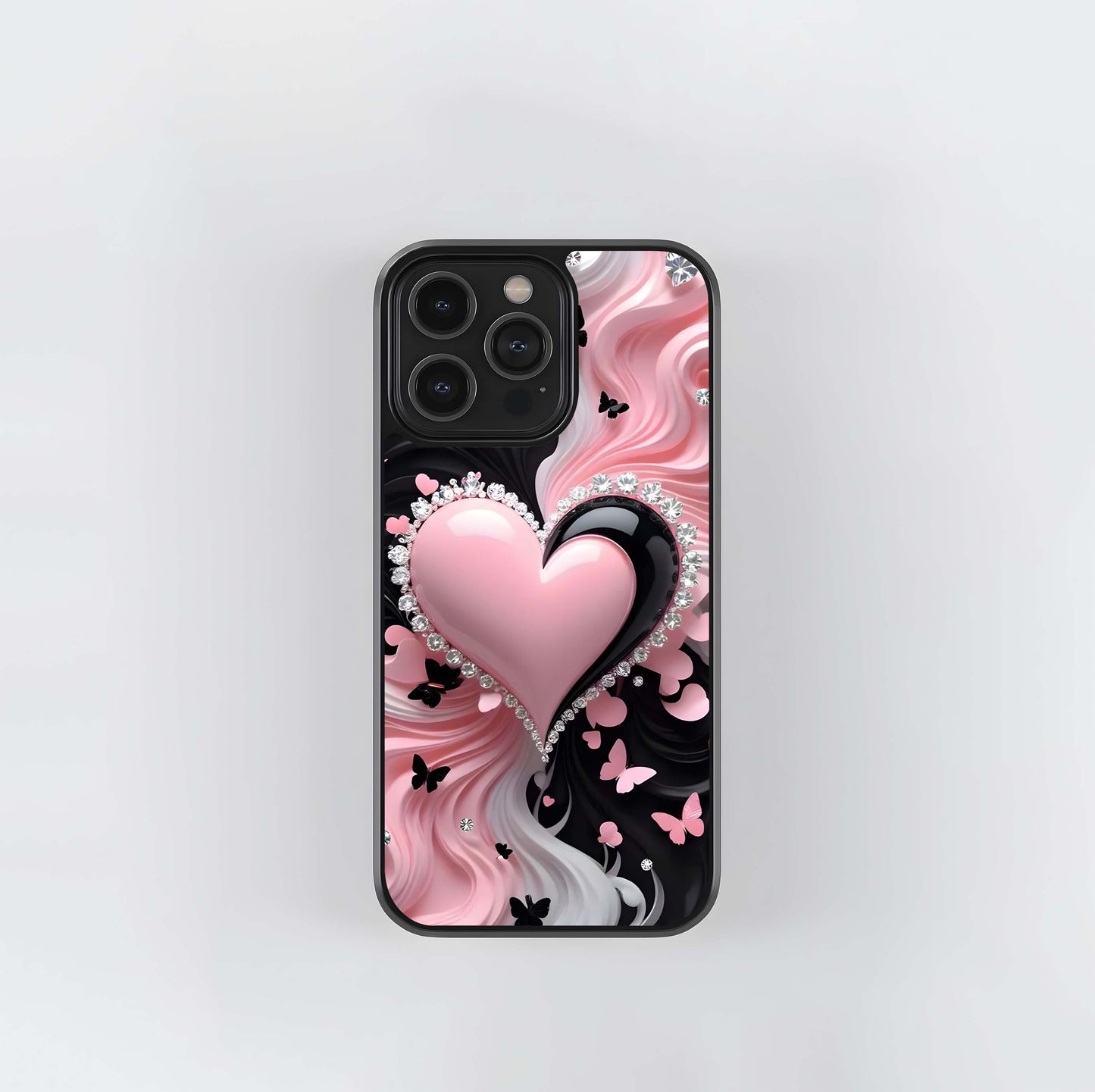 Diamond Split Heart Glass Case