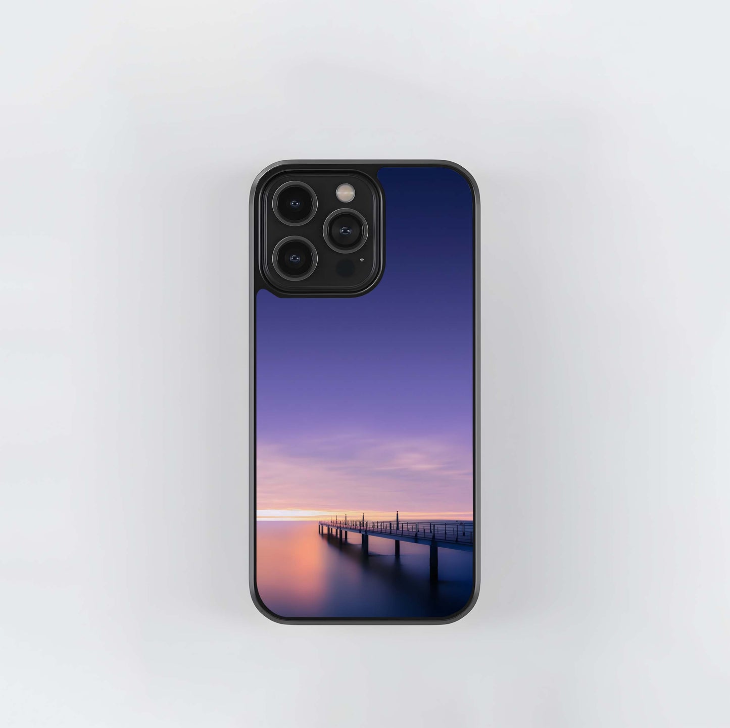 Purple Dusk Pier Seascape Glass Case