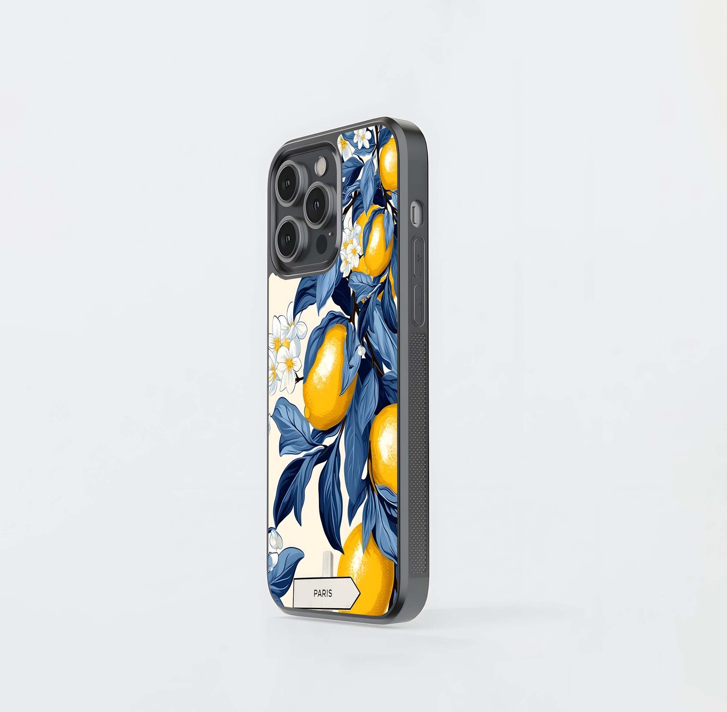 Yellow Lemon Floral Glass Case