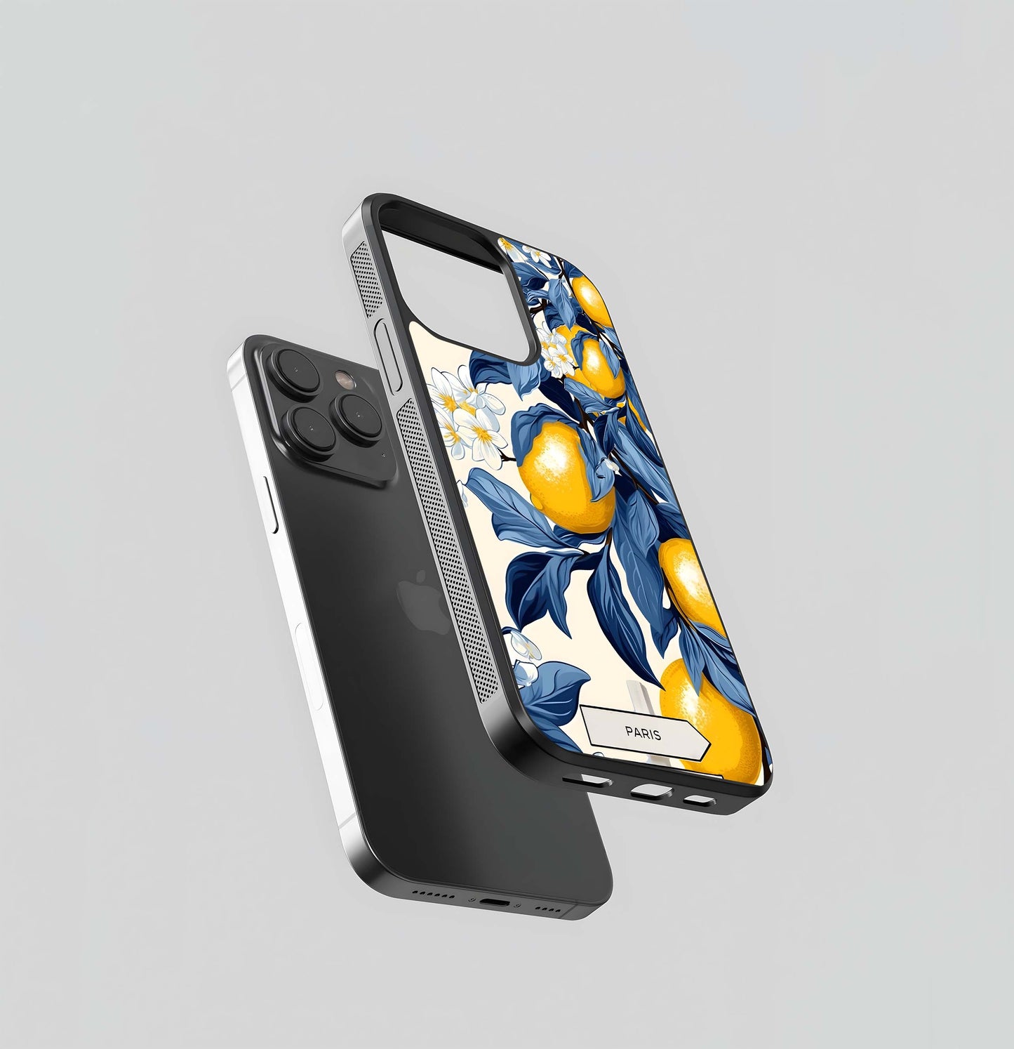 Yellow Lemon Floral Glass Case