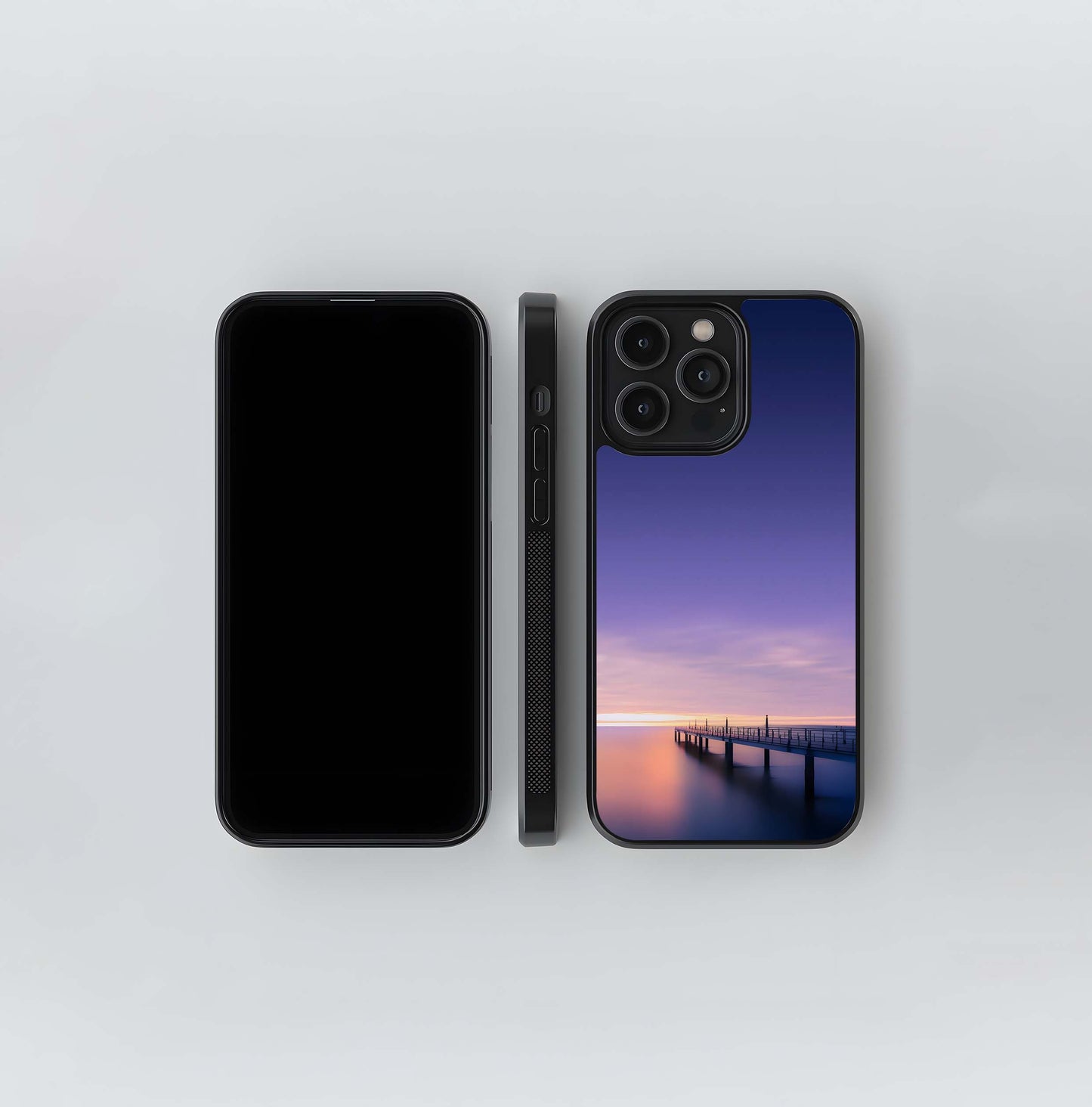 Purple Dusk Pier Seascape Glass Case