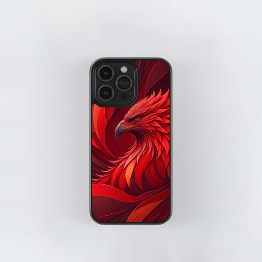 Red Paper Cut Phoenix Glass Case