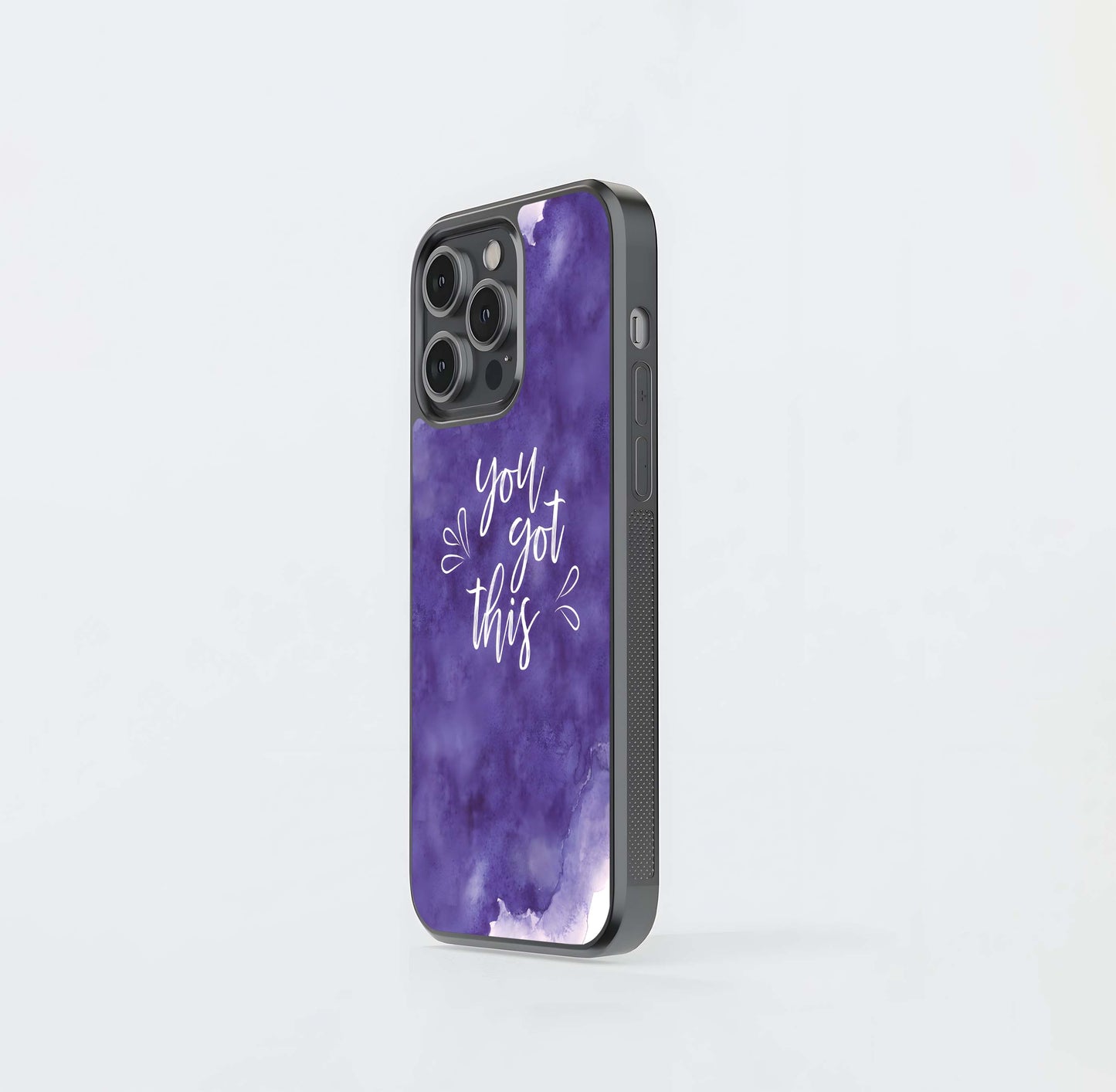 Purple Watercolor Motivation Glass Case