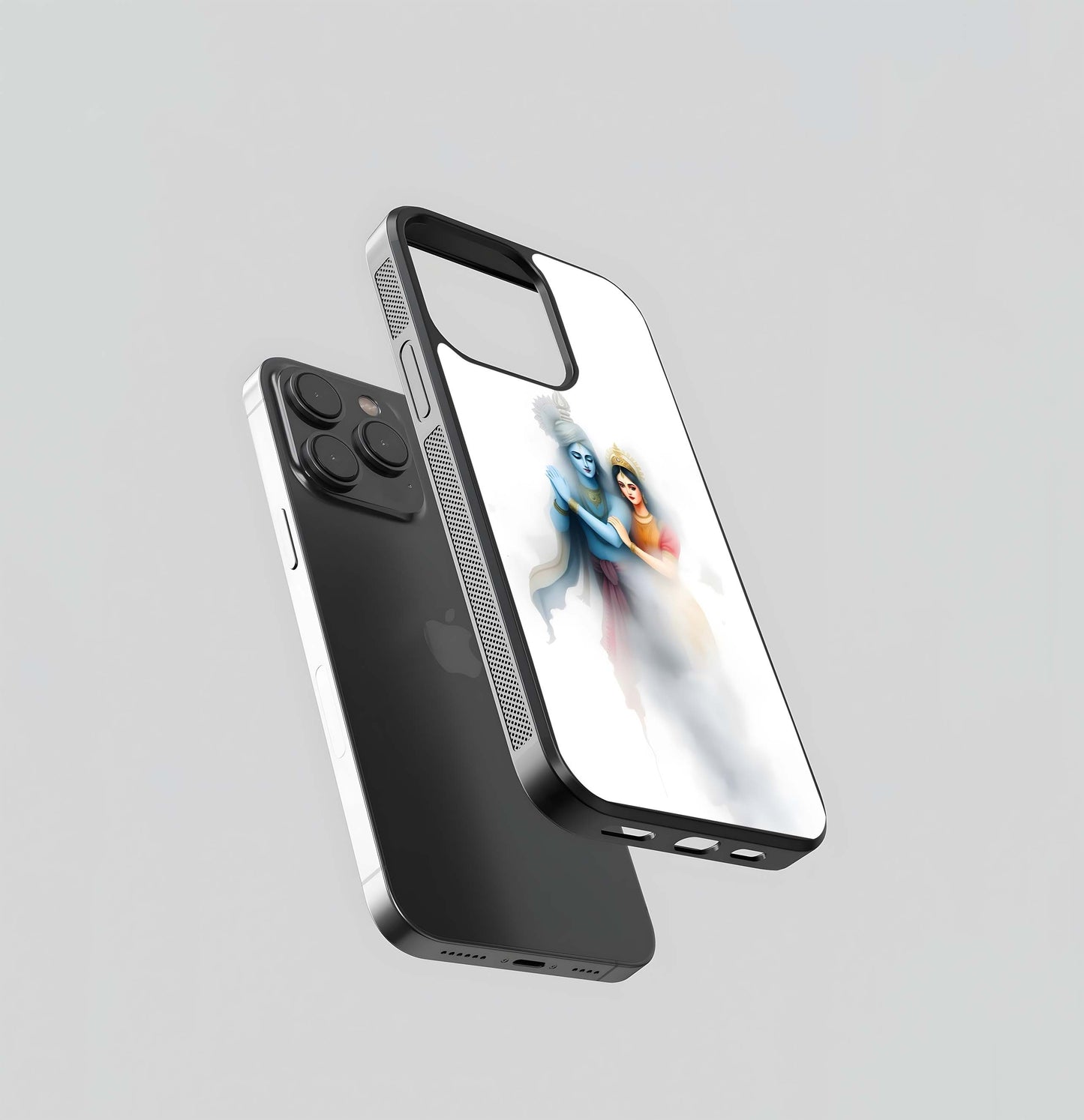 Radha Krishna Divine Embrace Glass Case