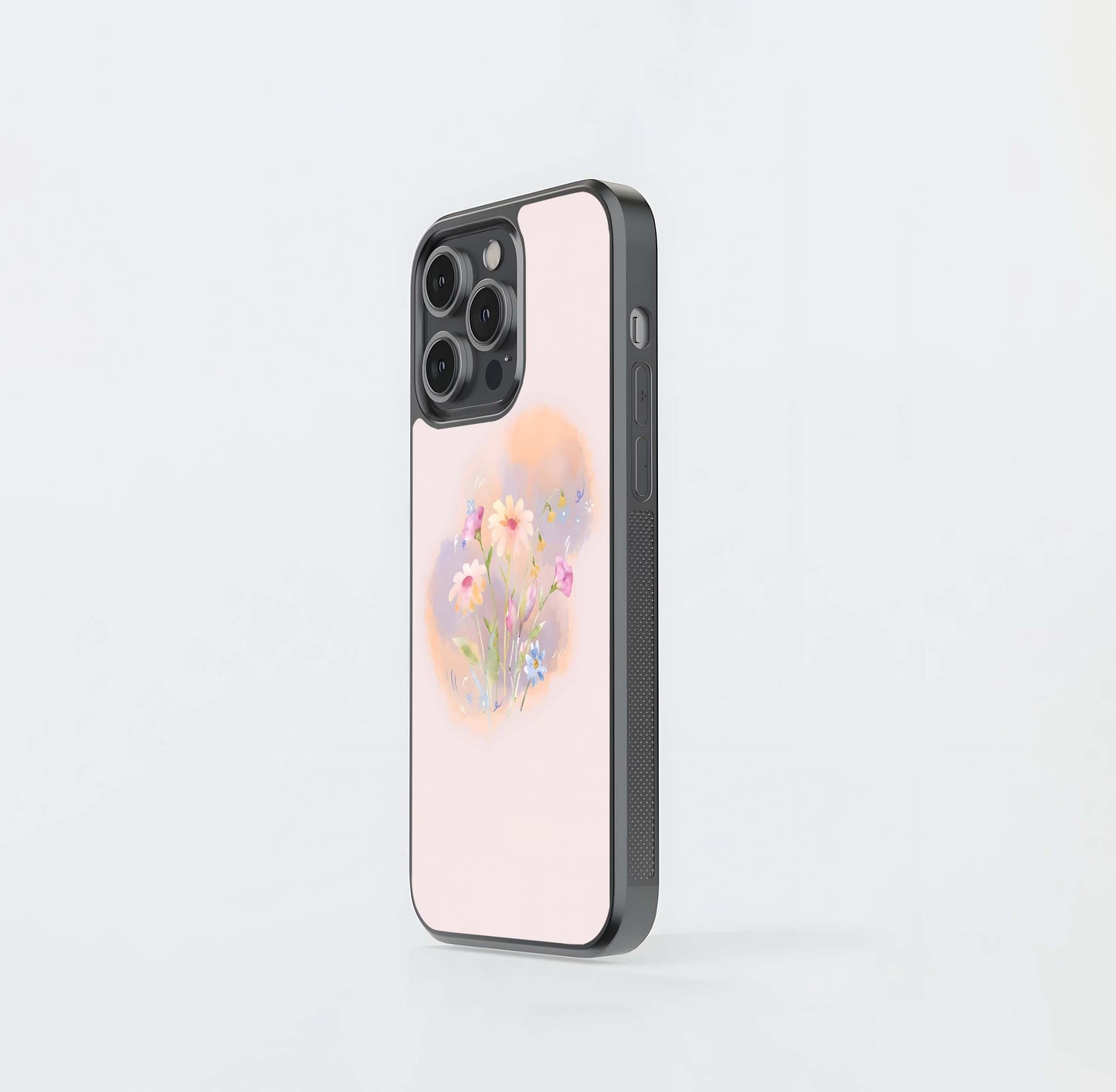 Biege Shading Flowers Glass Case