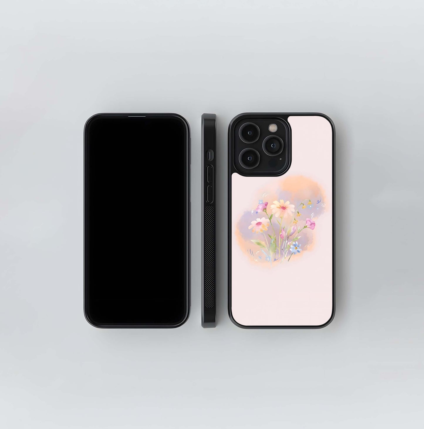 Biege Shading Flowers Glass Case