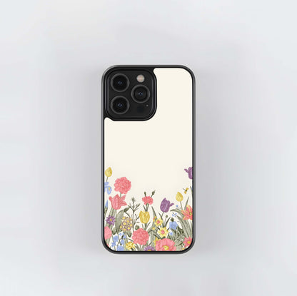 Biege With Colored Flower Glass Case