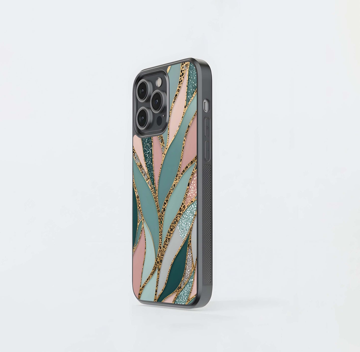 Pastel Terrazzo & Gold Stained Glass Glass Case