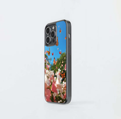 Butterflies in Bloom Sky Glass Case